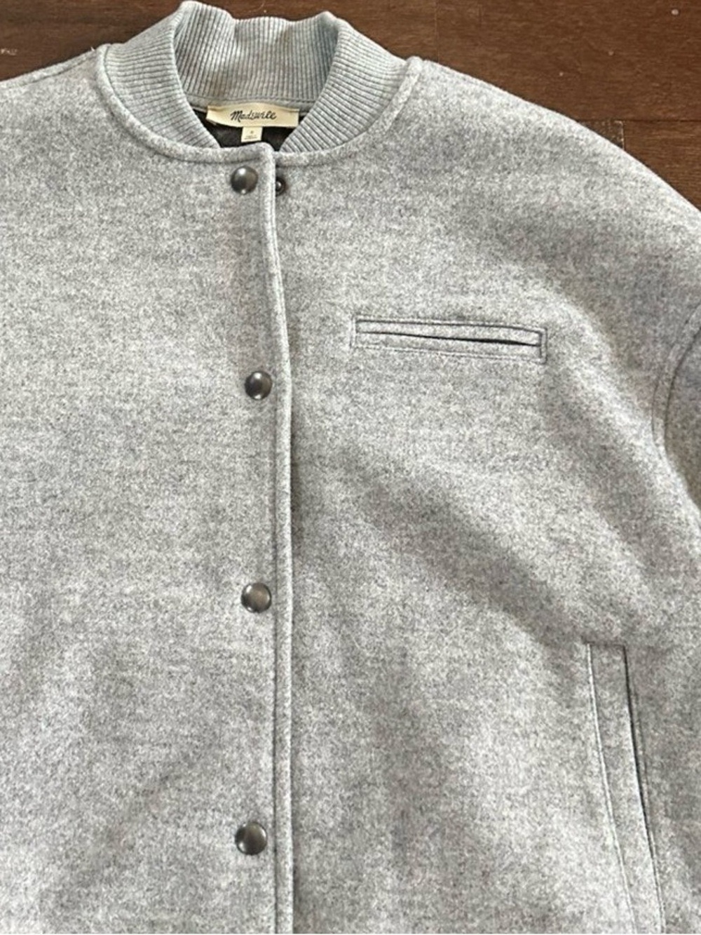 Madewell-Snap Front Bomber Jacket size Small Grey-like new - Picture 13 of 14